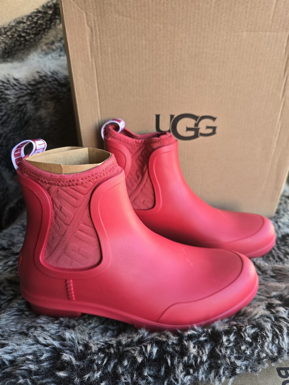 UGG Women’s Red Waterproof Chevonne Rain Boots